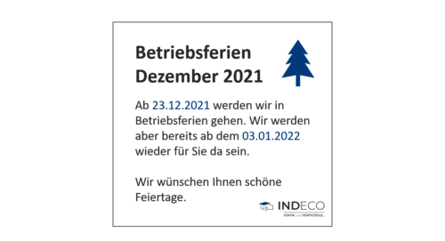 Betriebsferien Dezember 2021
